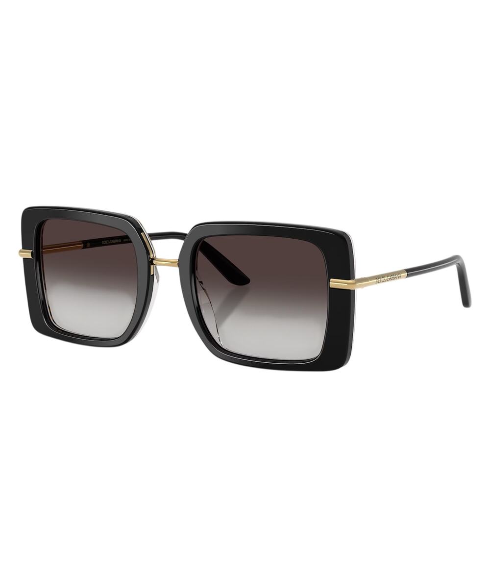 Dolce & Gabbana Sunglasses Black Square Gold Logo Leopard Womens